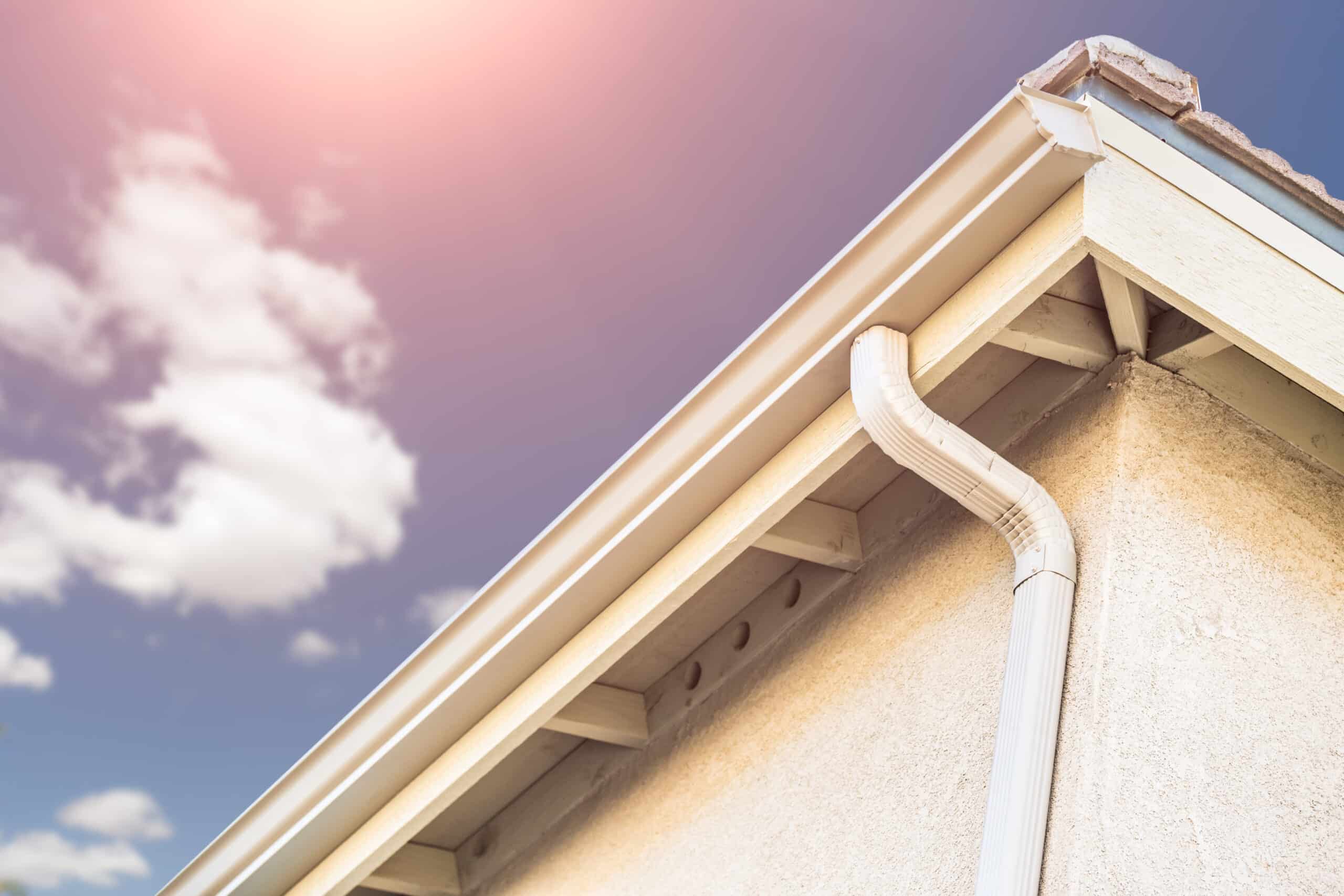 House gutter under sunny sky
